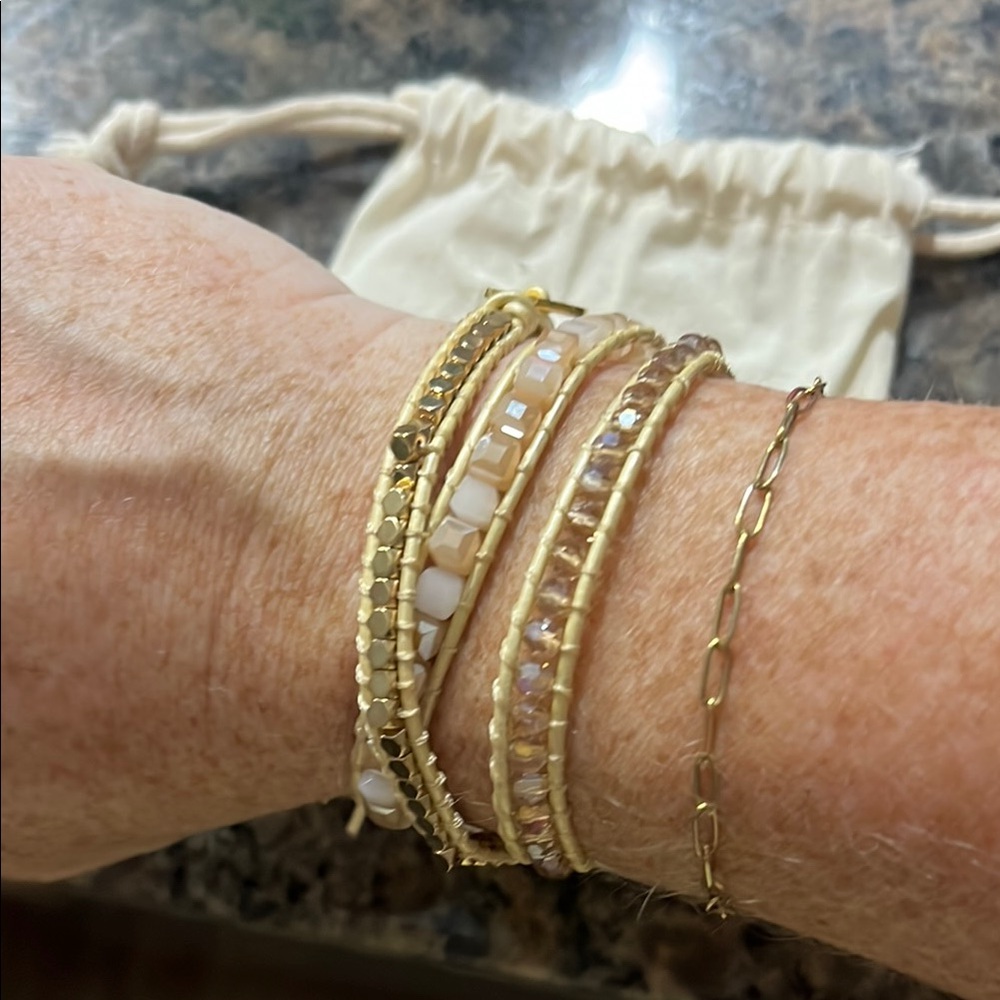 Victoria Emerson Gold and Cream Bracelet Set